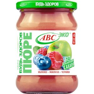 АВС пюре 450гр Яблочно-Малиново-Черничное 1/6