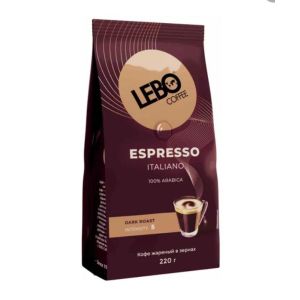 Кофе LEBO ЭСПРЕССО ИТАЛИАНО зерно 220 гр 1/6