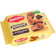 Печенье Яшкино Вафельные рулетики шоколад 160гр 1/24