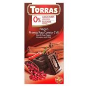 Шоколад TORRAS  темный с роз.перцем, корицей, перцем чили без сахара 75гр 1/12