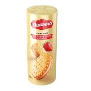 Печенье Яшкино затяжное с клубнич. кремом 190гр 1/20